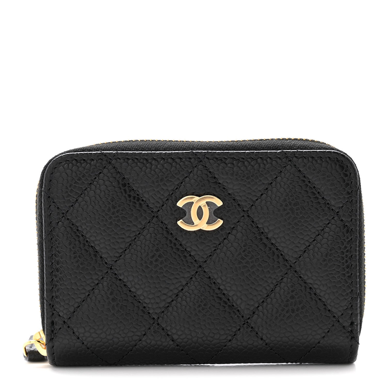 Caviar Quilted Zip Coin Purse Black