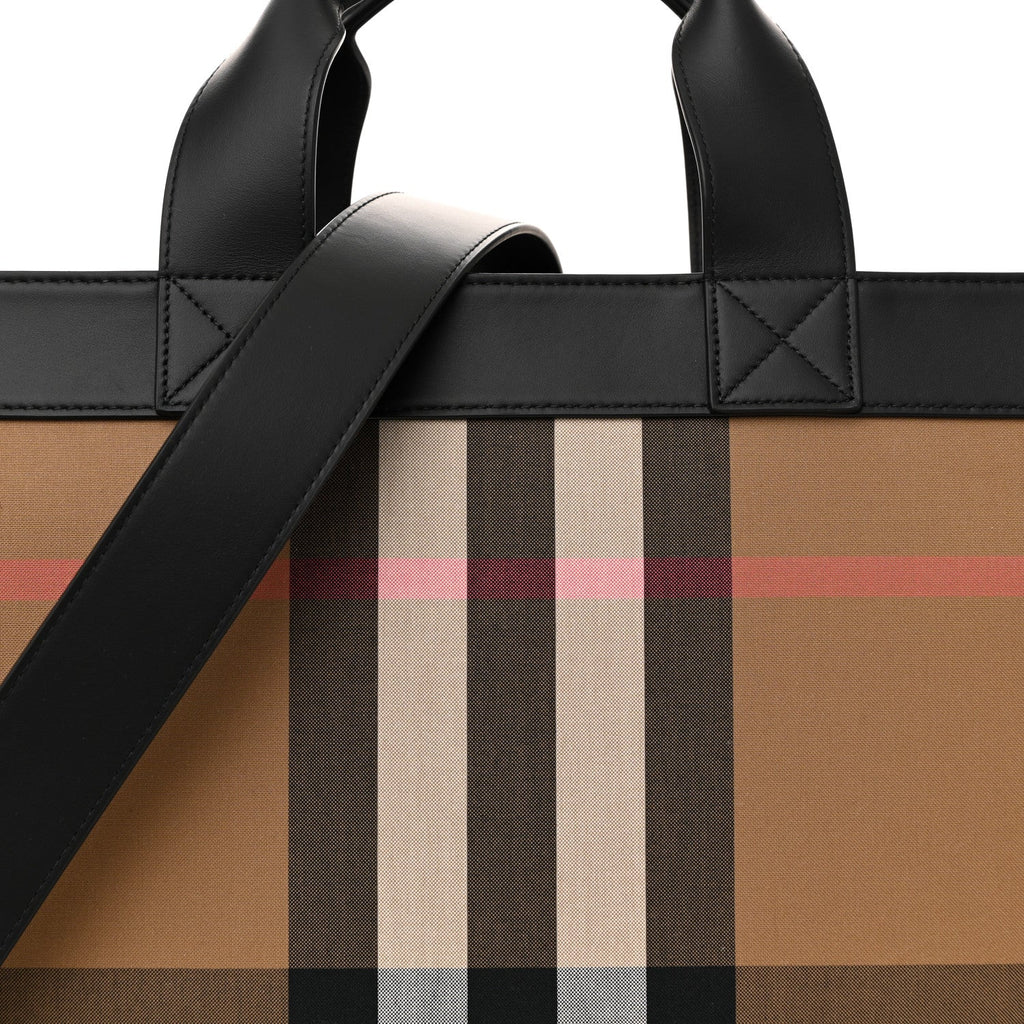 IP Check Nylon Calfskin Ormond Tote Bag Taupe Brown
