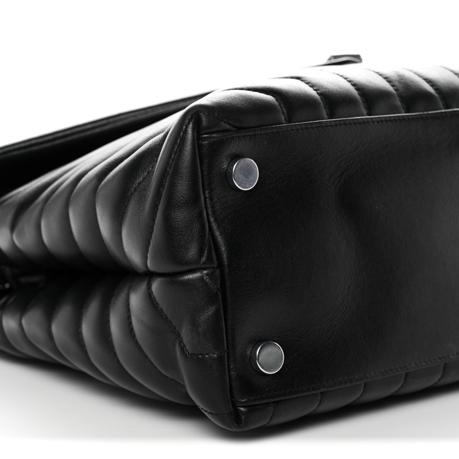 Calfskin Y Quilted Monogram Large Loulou Chain Satchel Black