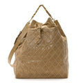 Vinyl Stitched XL Bucket Bag Beige