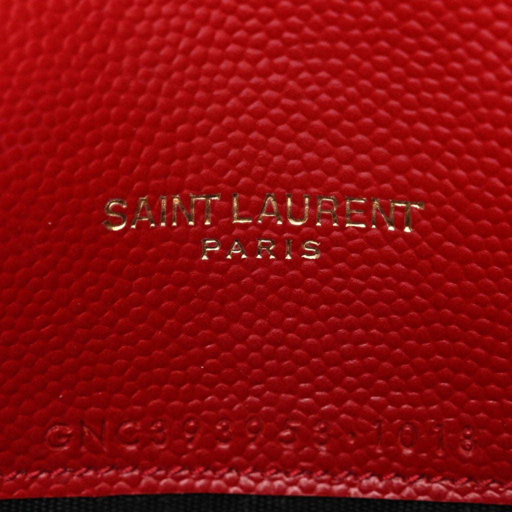 Grain De Poudre Matelasse Chevron Monogram Envelope Chain Wallet New Red