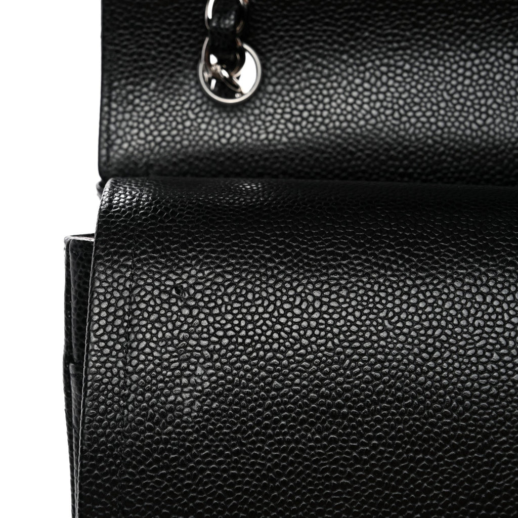 Caviar Quilted Jumbo Double Flap Black