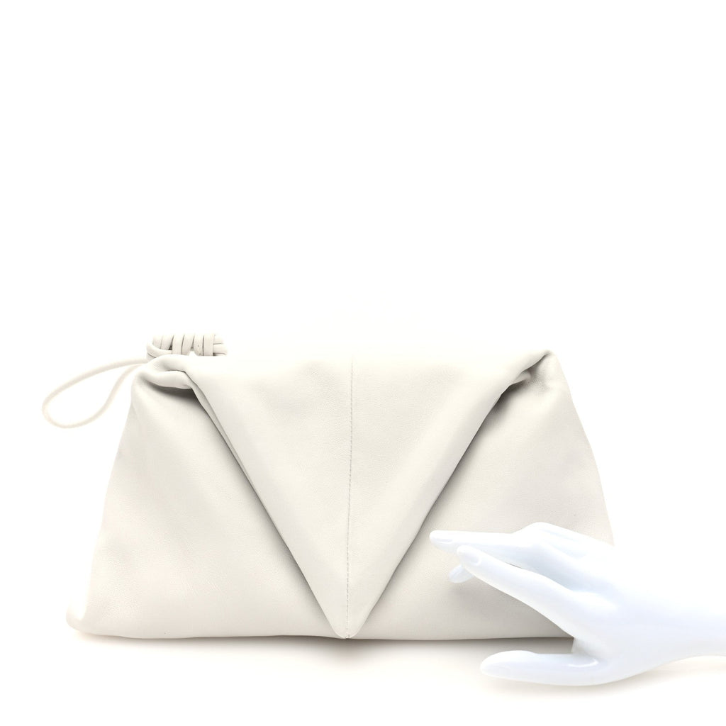 Lambskin BV Trine Clutch Bianco