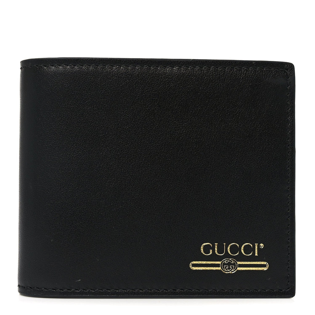 Plutone Calfskin Logo Bi-Fold Wallet Black