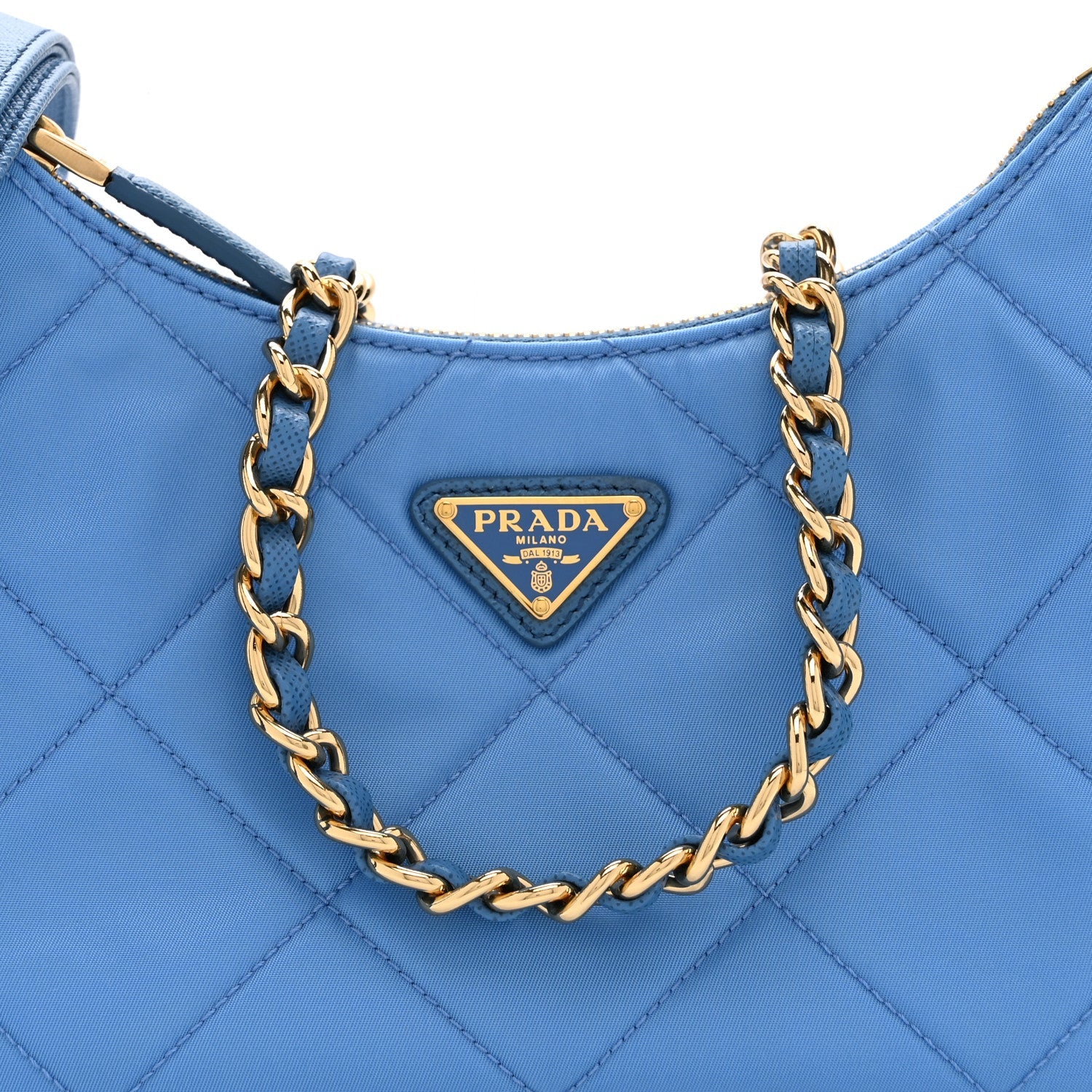 Re-Nylon Saffiano Stitched Mini Re-Edition 1995 Chaine Shoulder Bag Blue