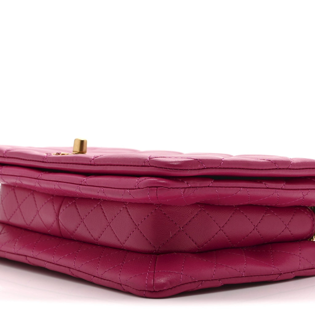 Lambskin Quilted On And On Small Chain Flap Fuchsia