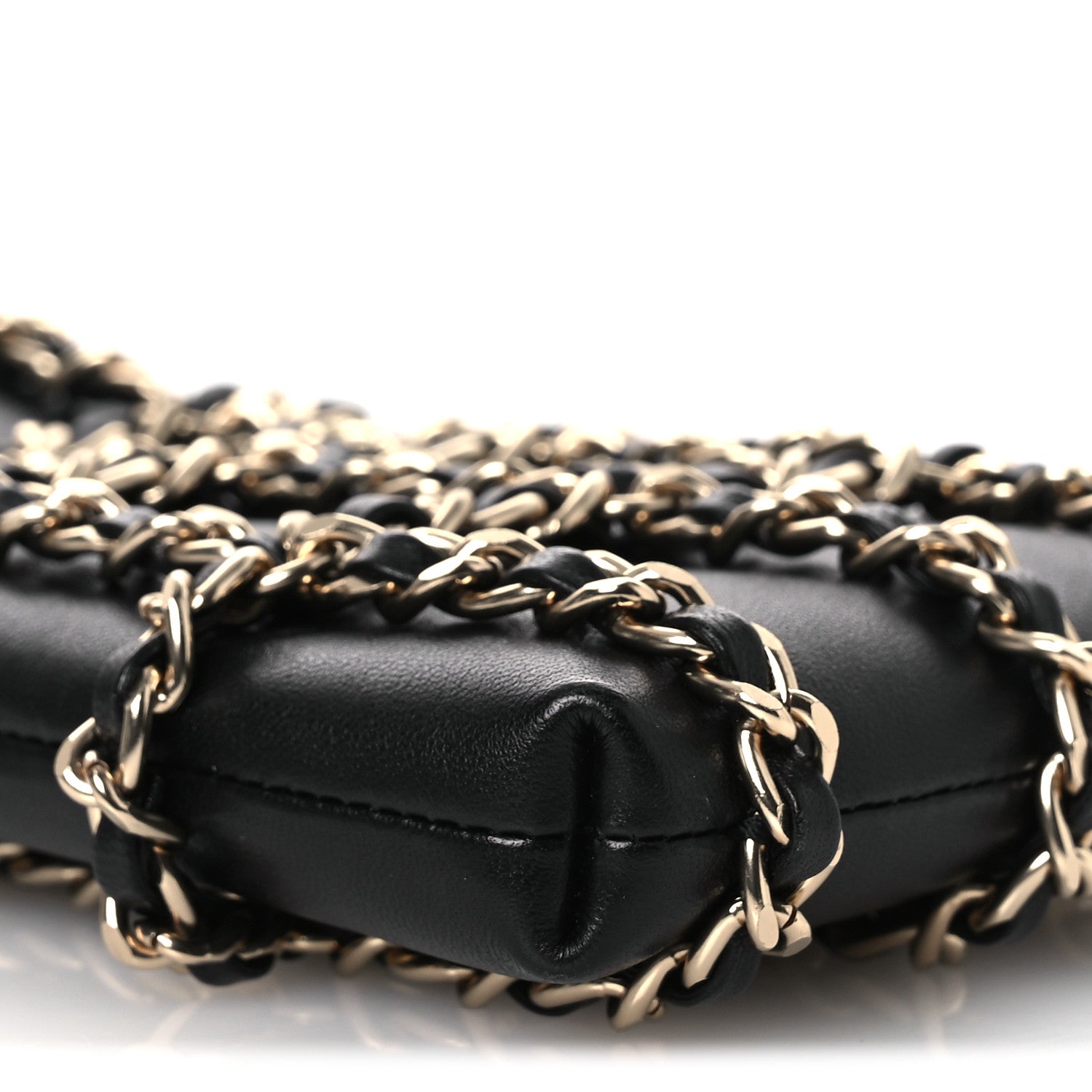 Lambskin Tech Me Out Clutch With Chain Black