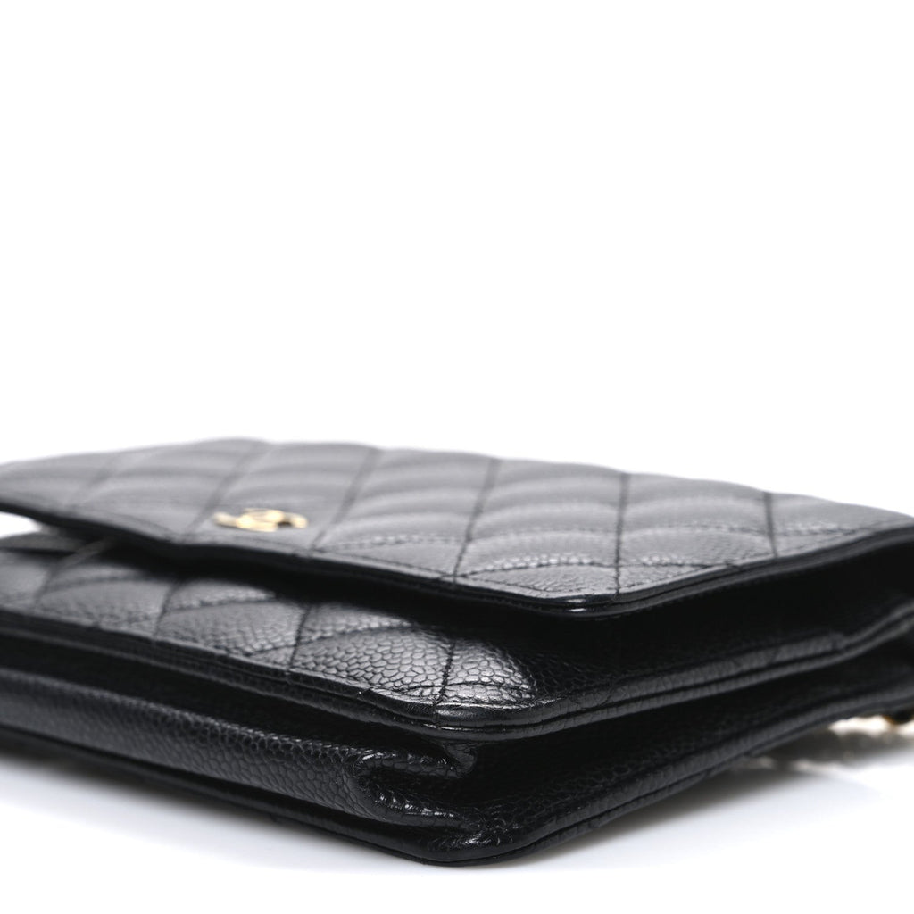Caviar Quilted Wallet on Chain WOC Black