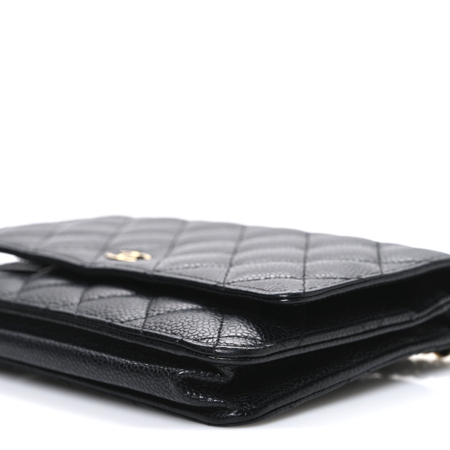 Caviar Quilted Wallet on Chain WOC Black