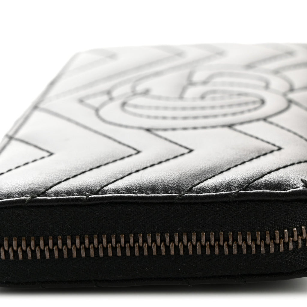 Calfskin Matelasse GG Marmont Zip Around Organizer Wallet Black