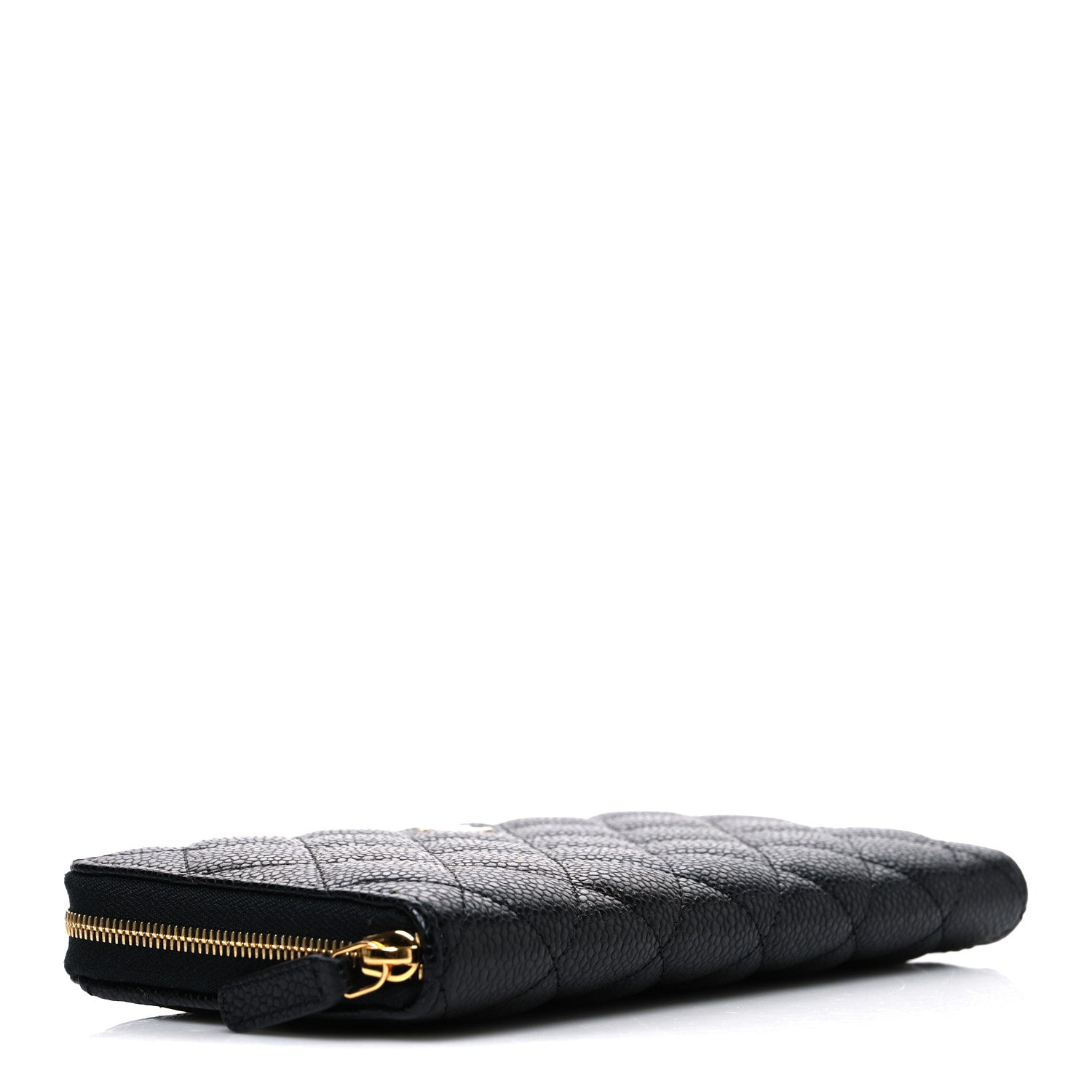 Caviar Quilted Large Gusset Zip Around Wallet Black