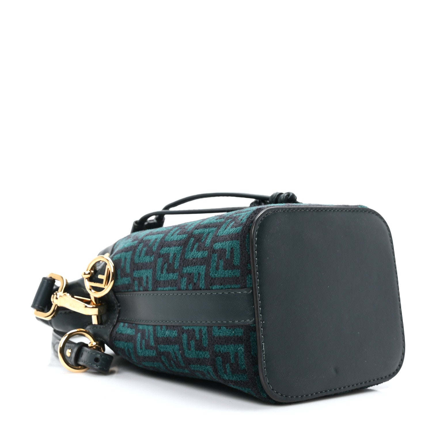 Chenille Vitello F is Fendi Micro FF Mini Mon Tresor Bucket Bag Verde Inglese