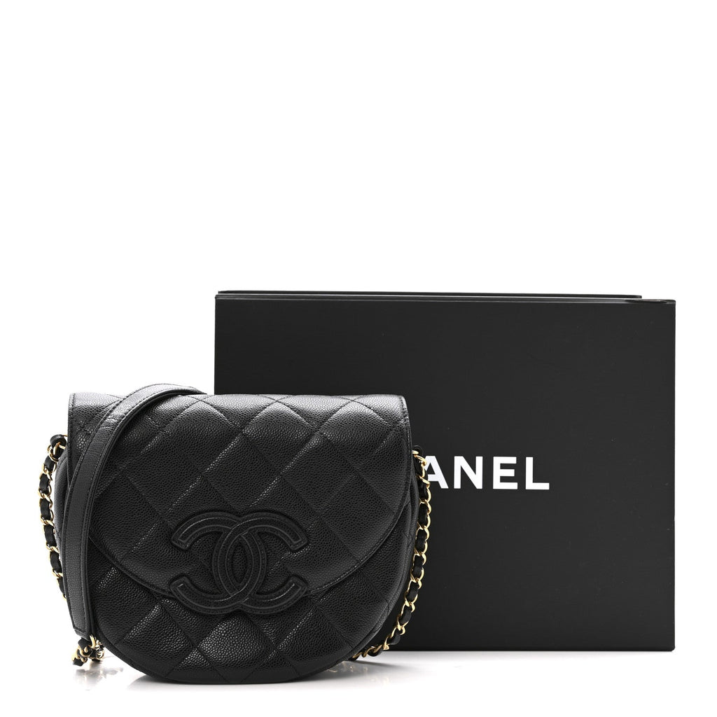 Caviar Quilted Small Messenger Flap Black