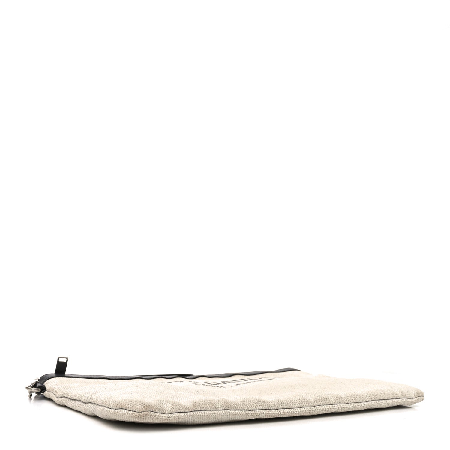 Linen Canvas Rive Gauche Zipped Pouch Optic White