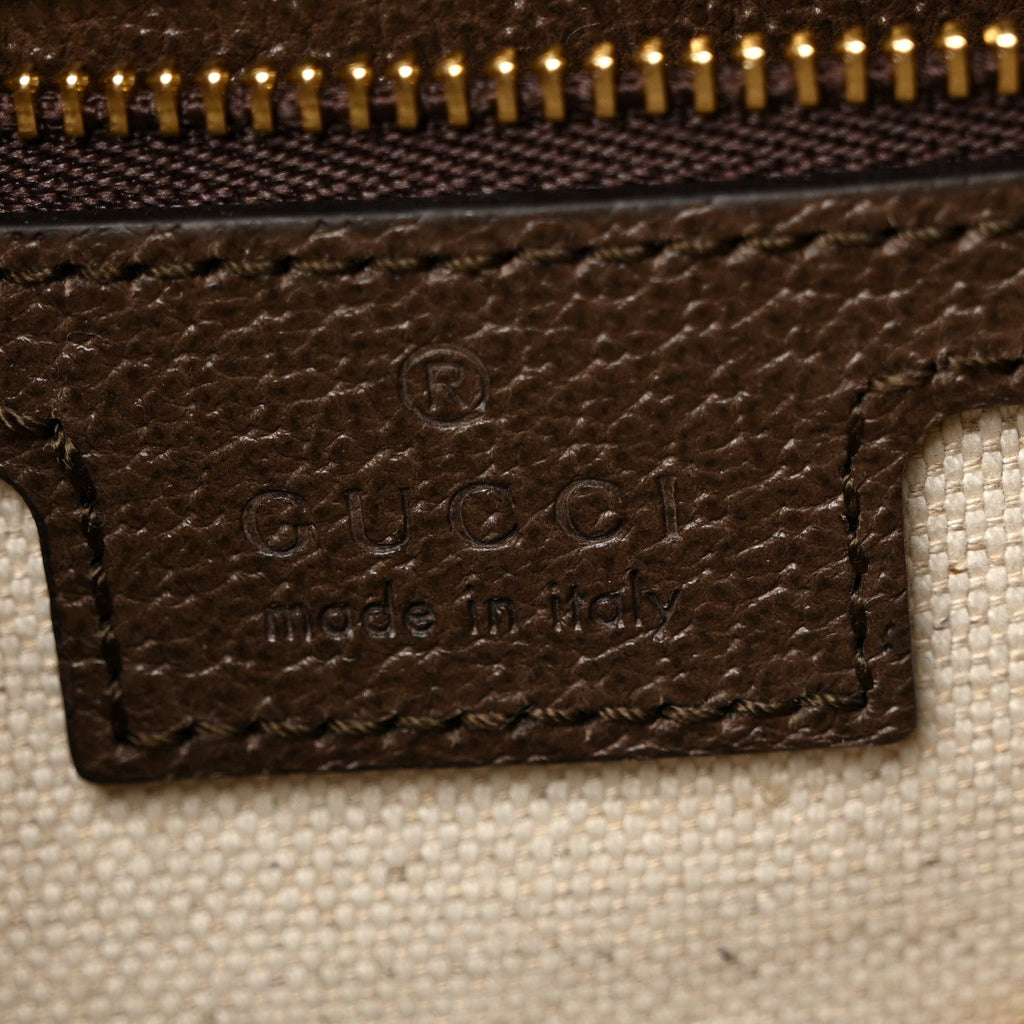 GG Supreme Monogram Textured Dollar Calfskin Web Studded Mini Ophidia Flap Shoulder Bag Beige Ebony New Acero
