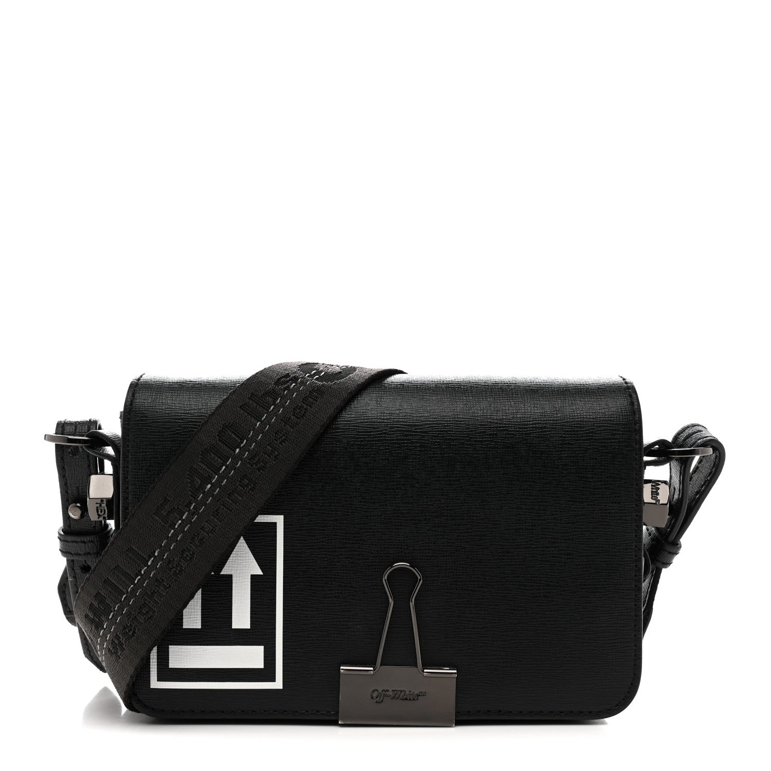 Saffiano Mini Binder Clip Bag Black White