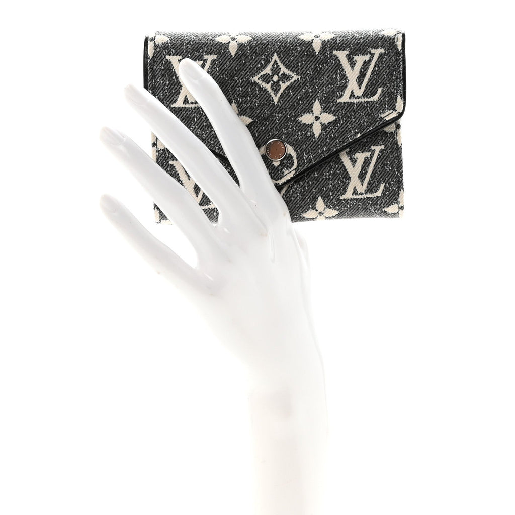 Denim Monogram Jacquard Victorine Wallet Grey