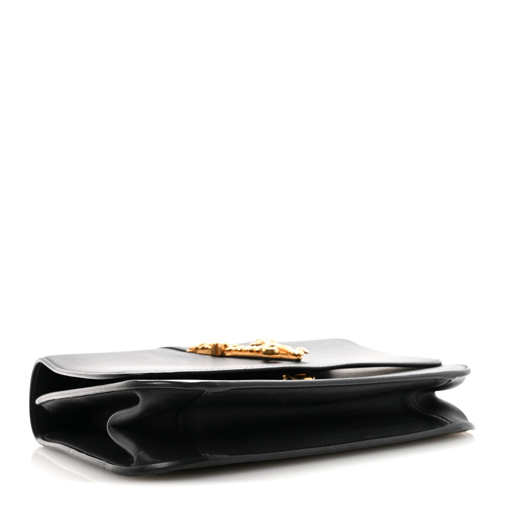 Vitello Barocco Virtus Top Handle Shoulder Bag Black