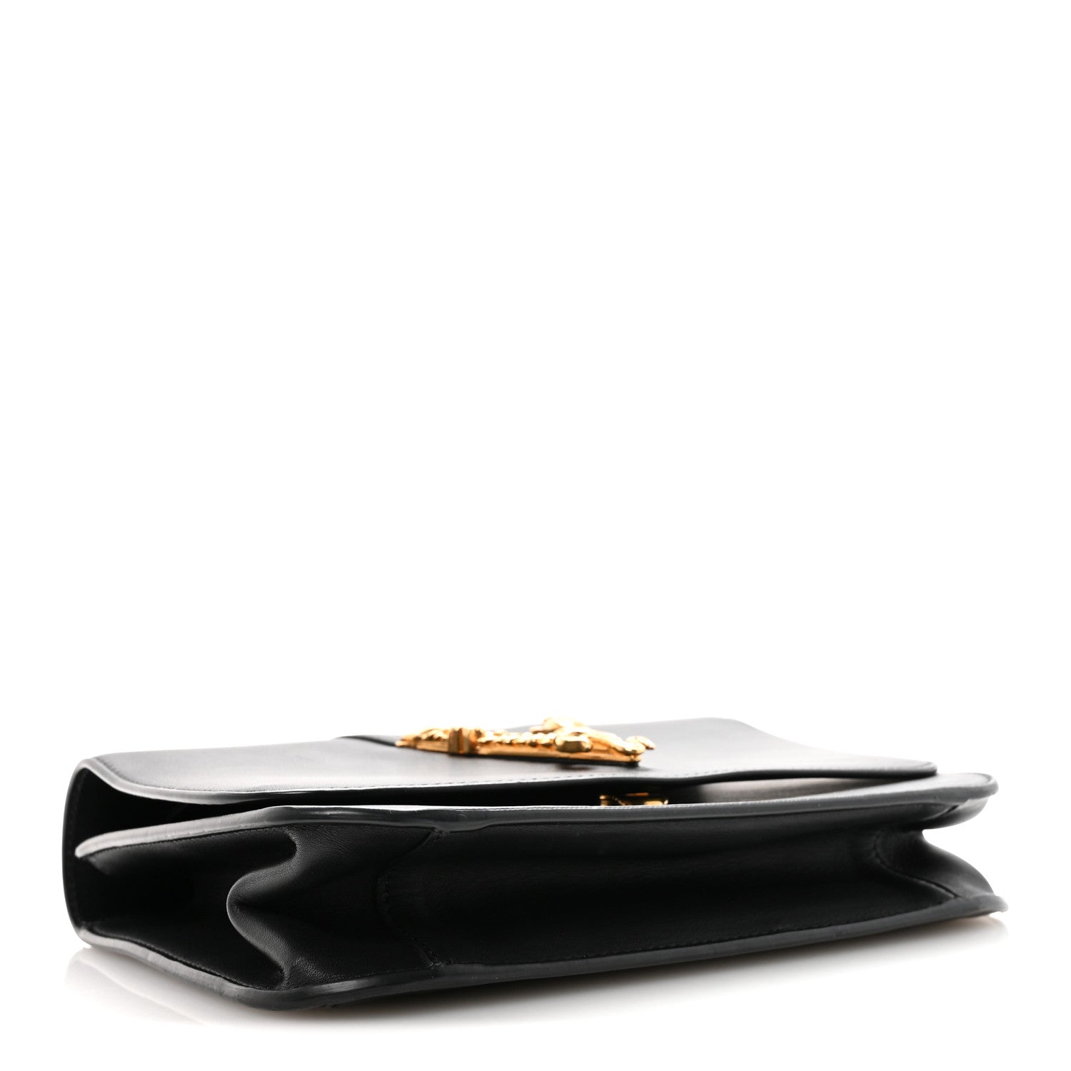 Vitello Barocco Virtus Top Handle Shoulder Bag Black