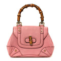 Calfskin Bamboo Top Handle Bag Pink