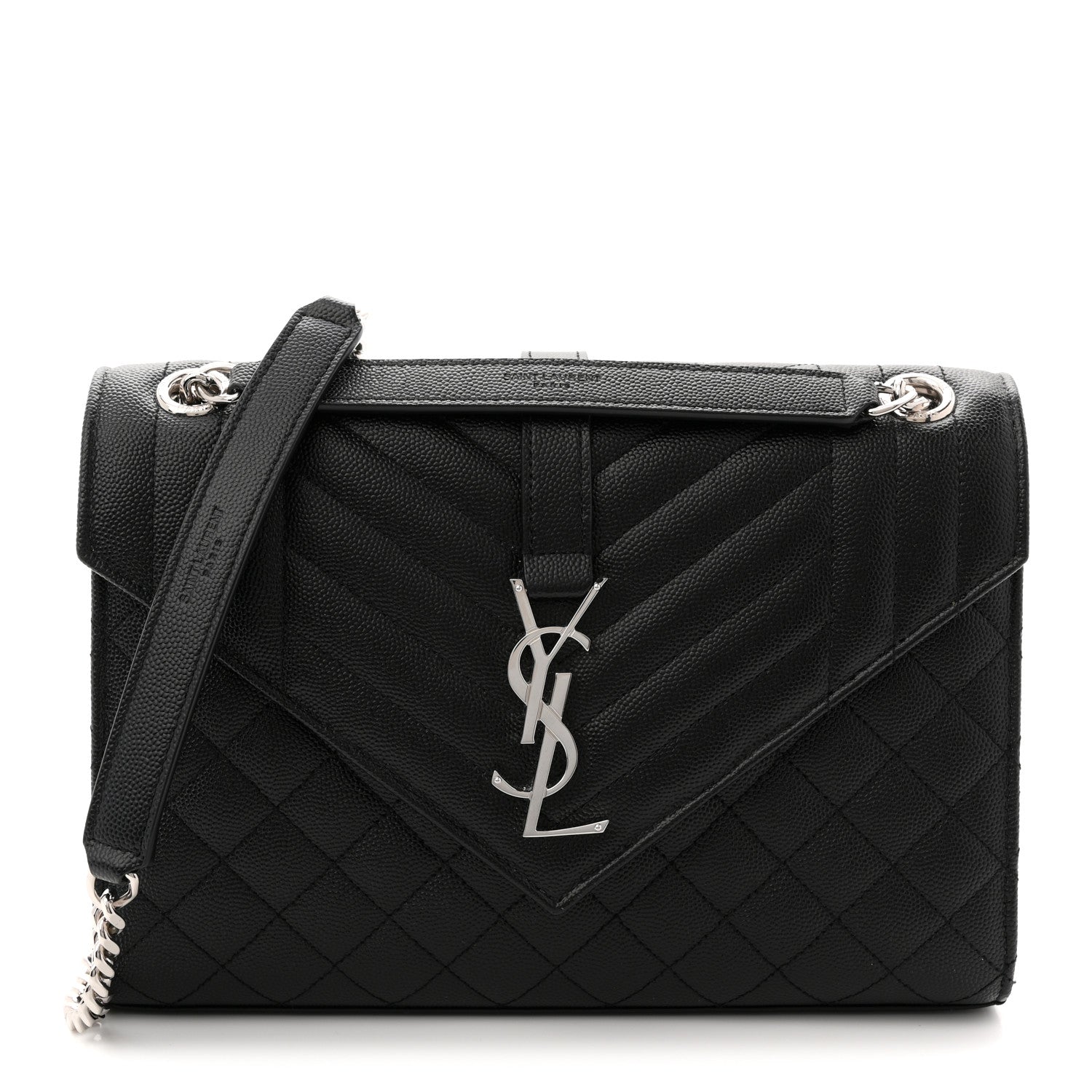 Grain De Poudre Textured Mixed Matelasse Triquilt Medium Monogram Satchel Black