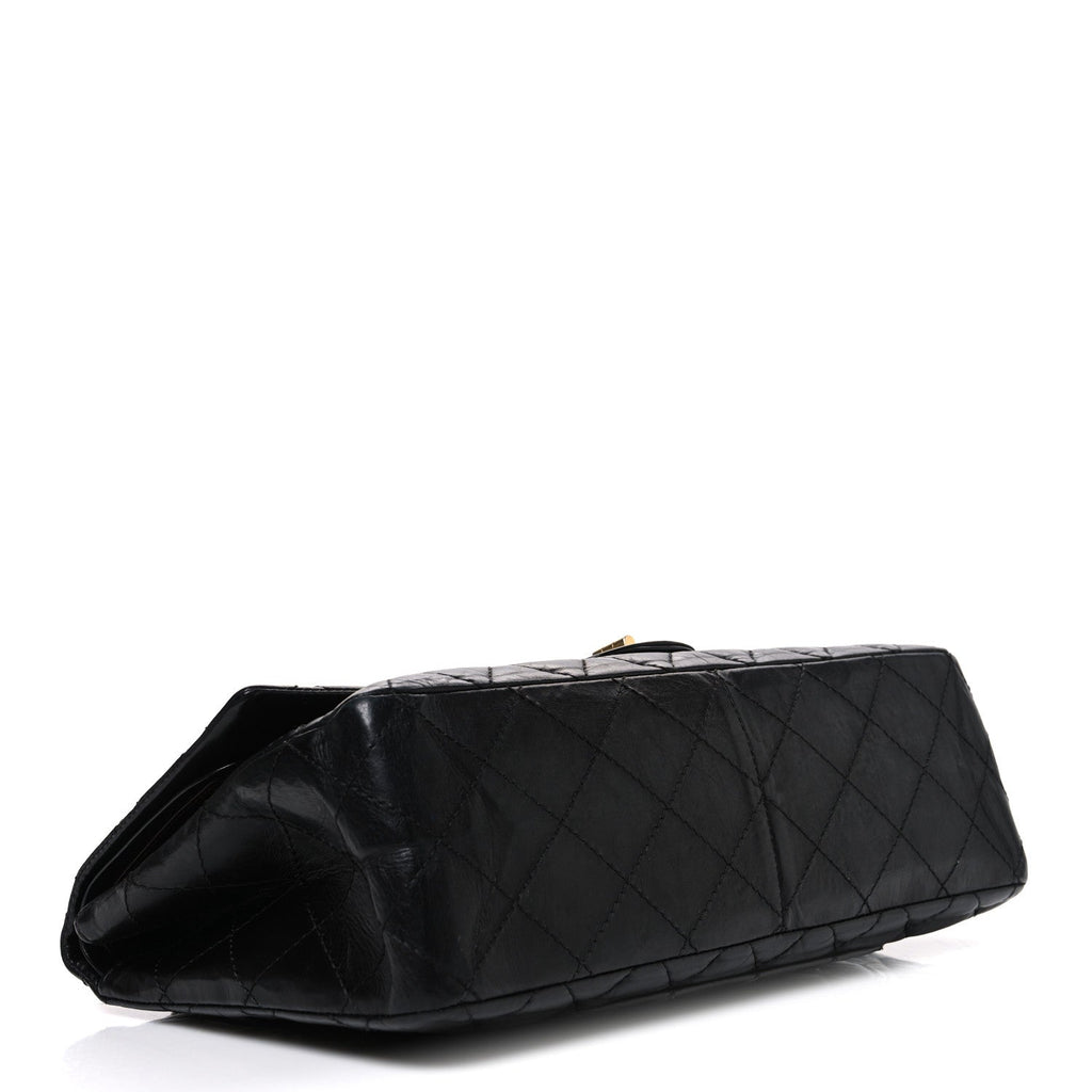 Aged Calfskin Quilted 2.55 Reissue 227 Flap Black