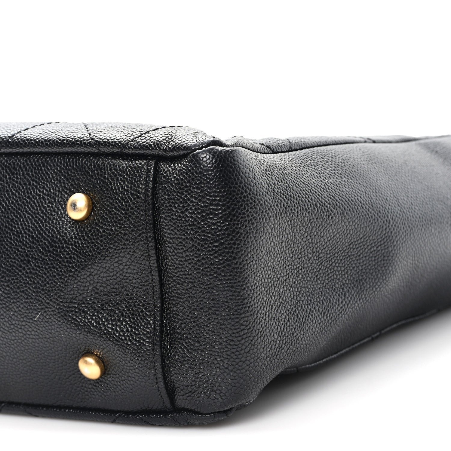 Caviar Quilted Small Trapezoid Chain Shopping Tote Black