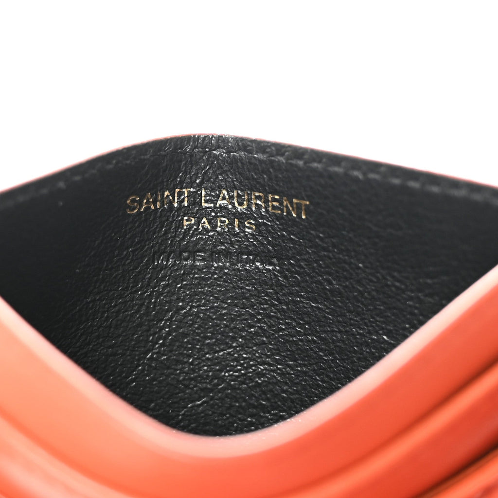 Lambskin Matelasse Chevron Monogram Credit  Case Dark Mandarin
