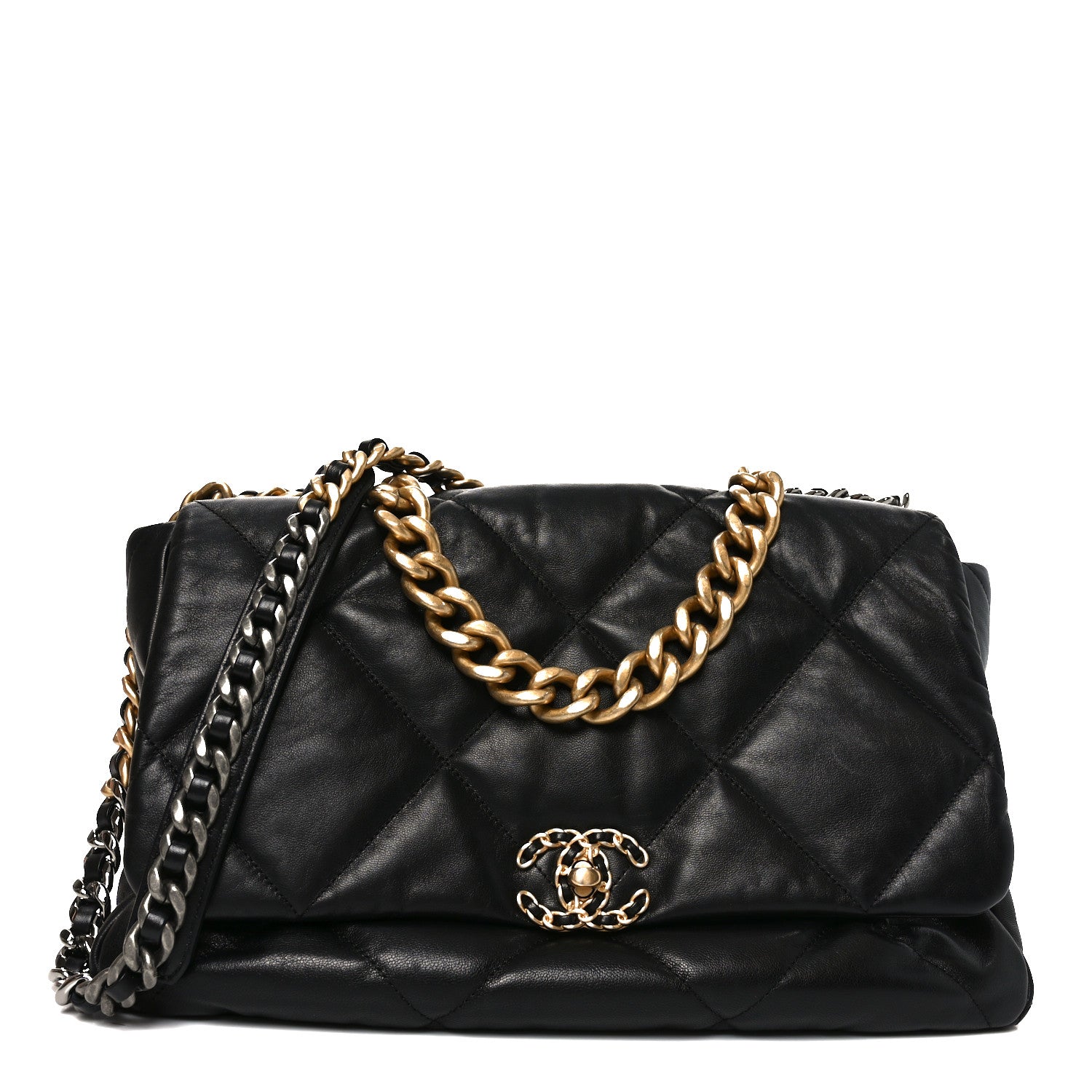 Goatskin Quilted Maxi Chanel 19 Flap Black