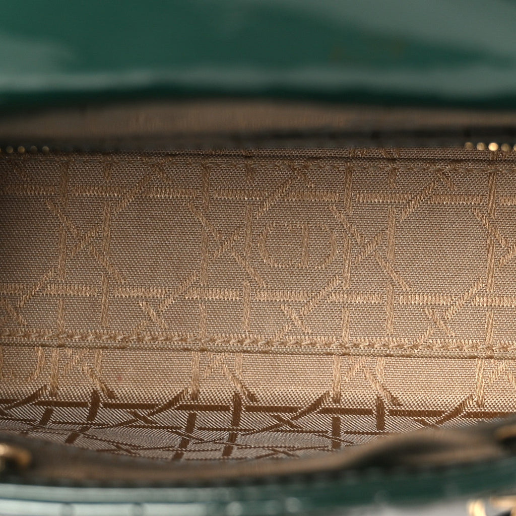 Patent Cannage Mini Lady Dior Pine Green