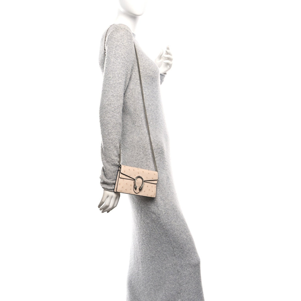 Ostrich Super Mini Dionysus Shoulder Bag Pink