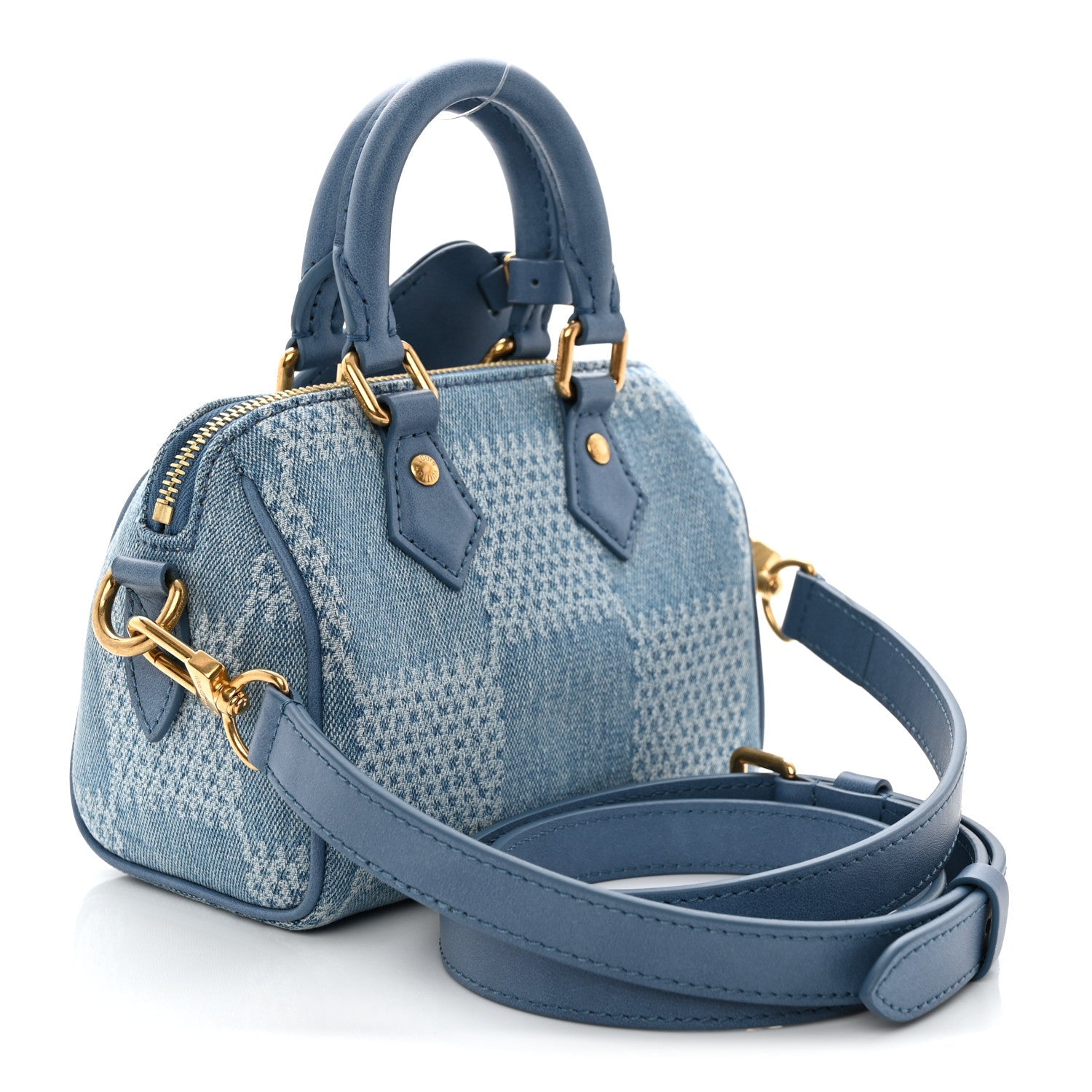 Damier Denim 3D Speedy Bandouliere 18 Denim Blue