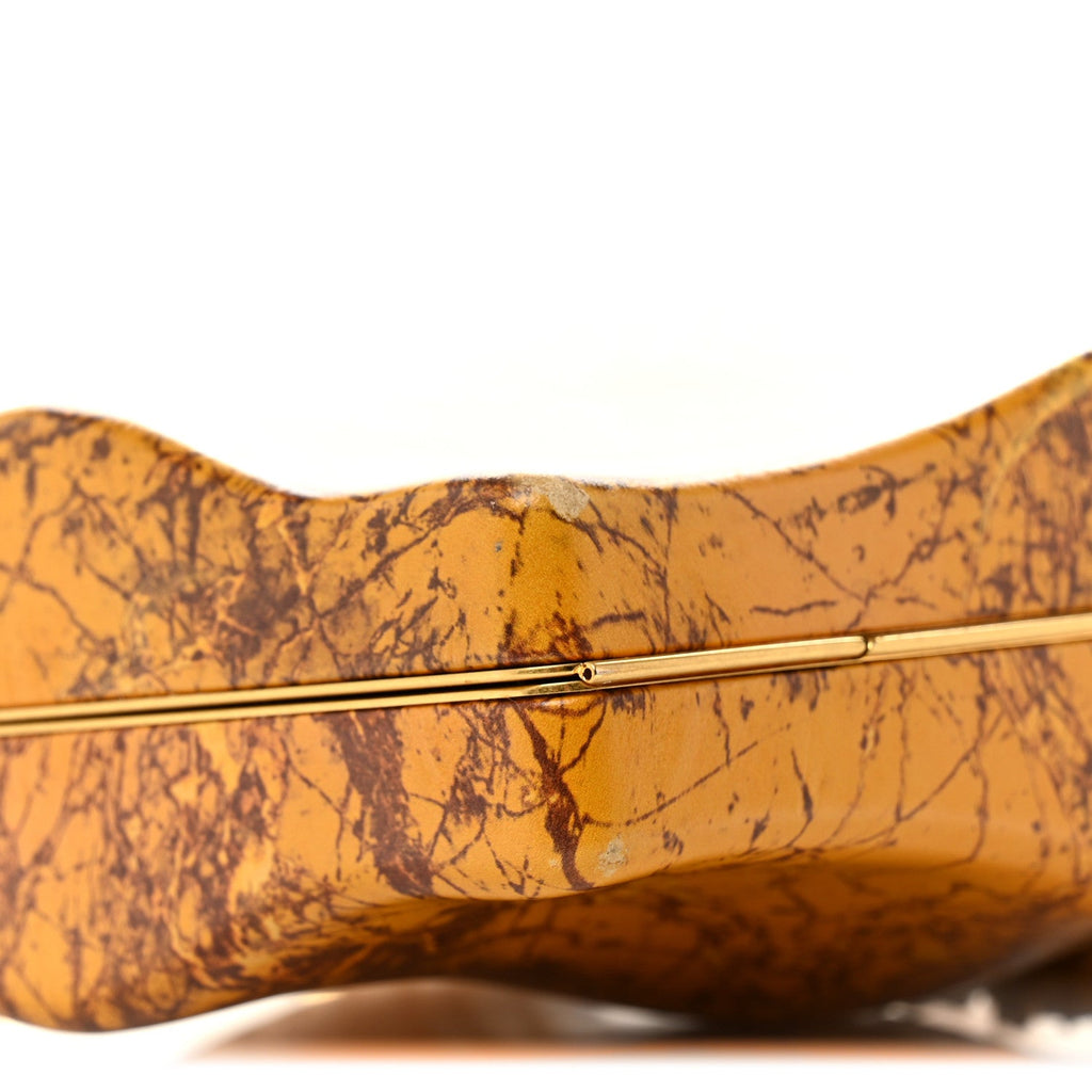 Spazzolato Calfskin Chain Clutch Gold Marble
