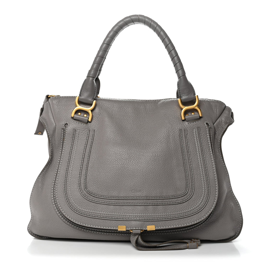 Calfskin Large Marcie Satchel Cashmere Grey