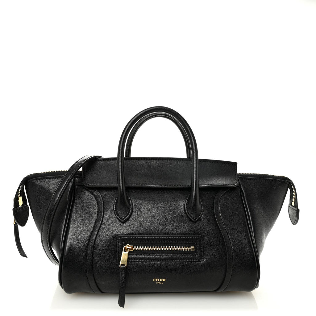 Supple Shiny Lambskin Little New Luggage Black
