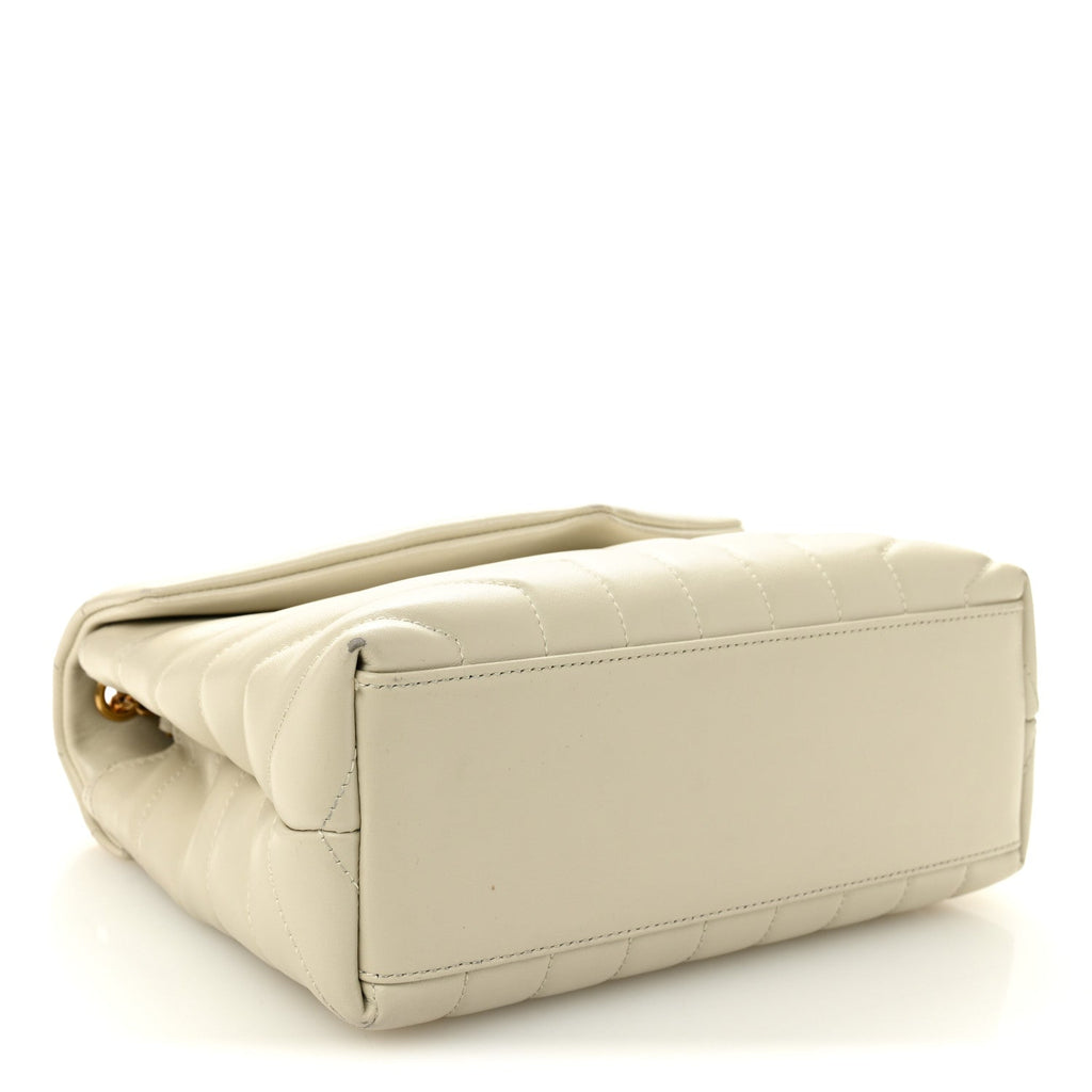 Calfskin Y Quilted Monogram Small Loulou Chain Satchel Blanc Vintage