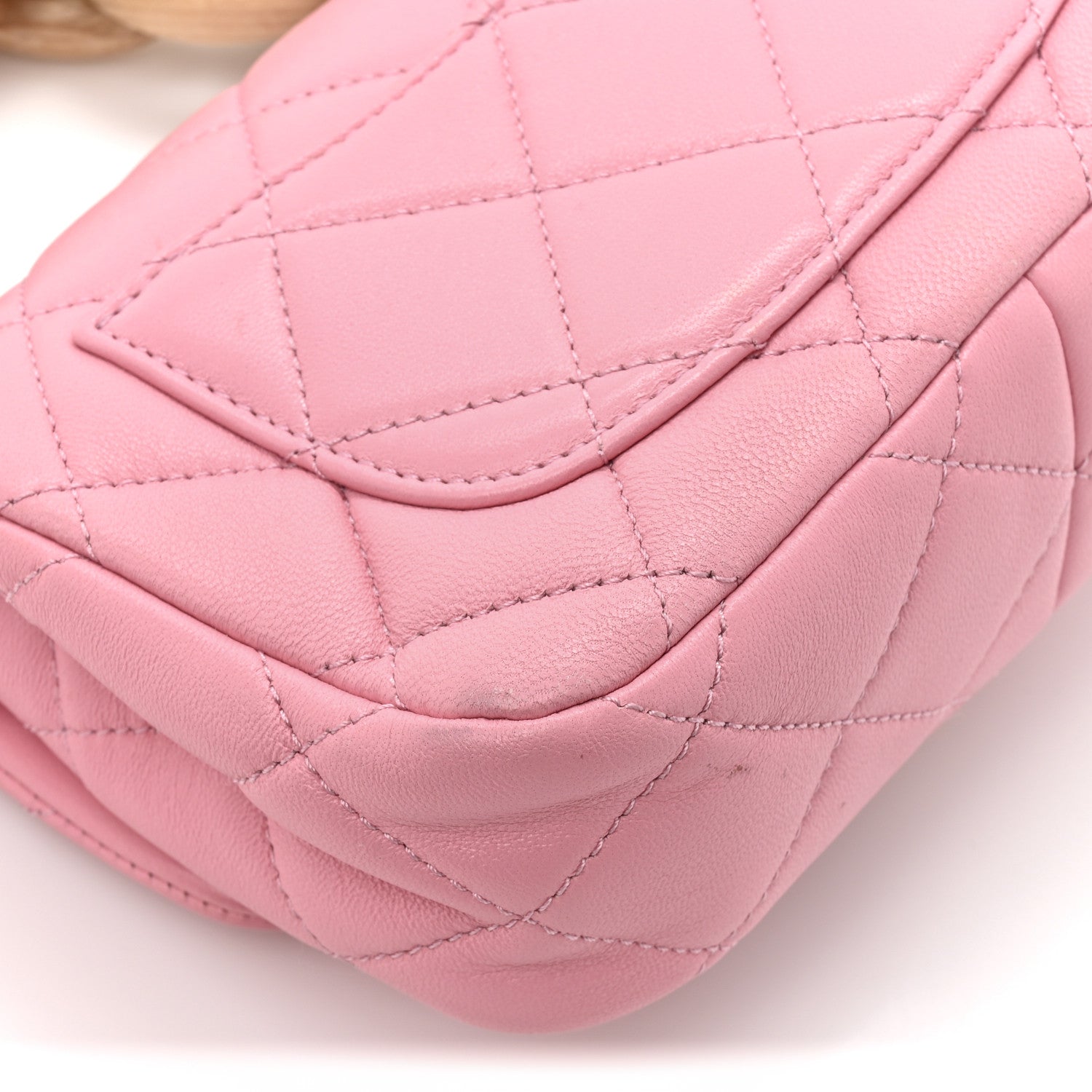 Lambskin Wenge Quilted Mini Fashion Wood Square Flap Pink