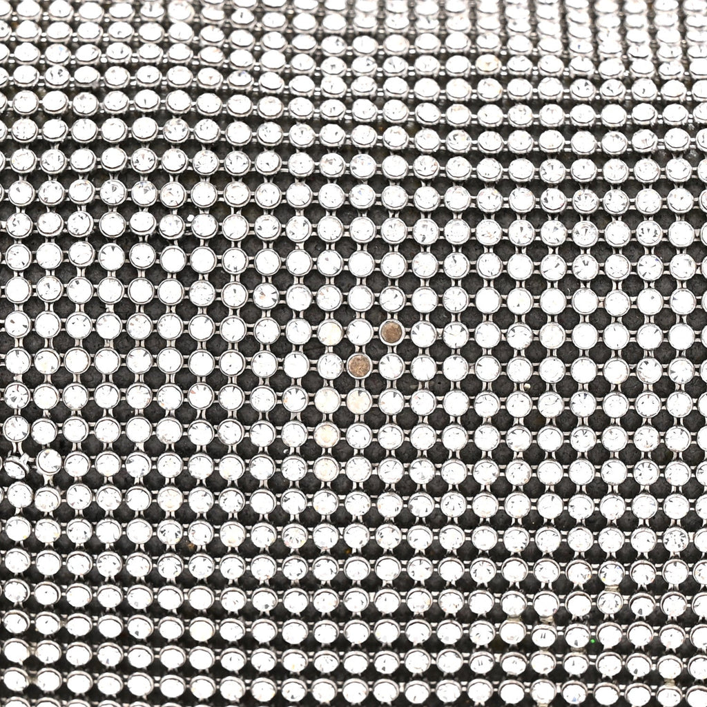 Mesh Crystal Rhinestone Mini Scrunchie Clutch Black Silver