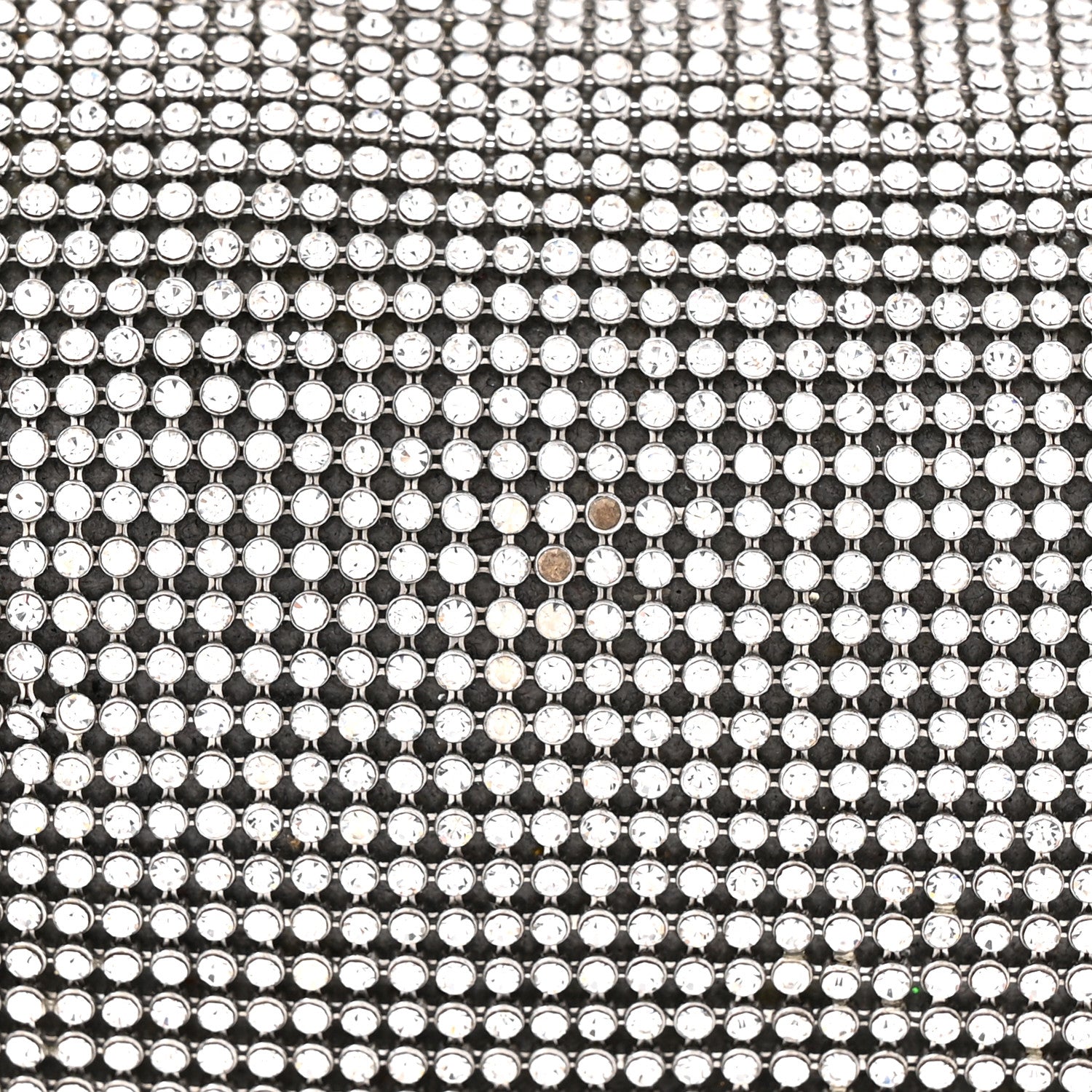 Mesh Crystal Rhinestone Mini Scrunchie Clutch Black Silver
