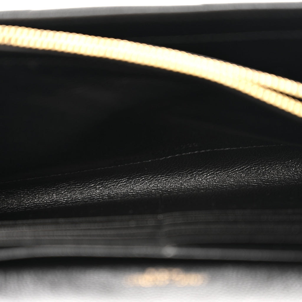 Grain De Poudre Matelasse Chevron Monogram Chain Wallet Black
