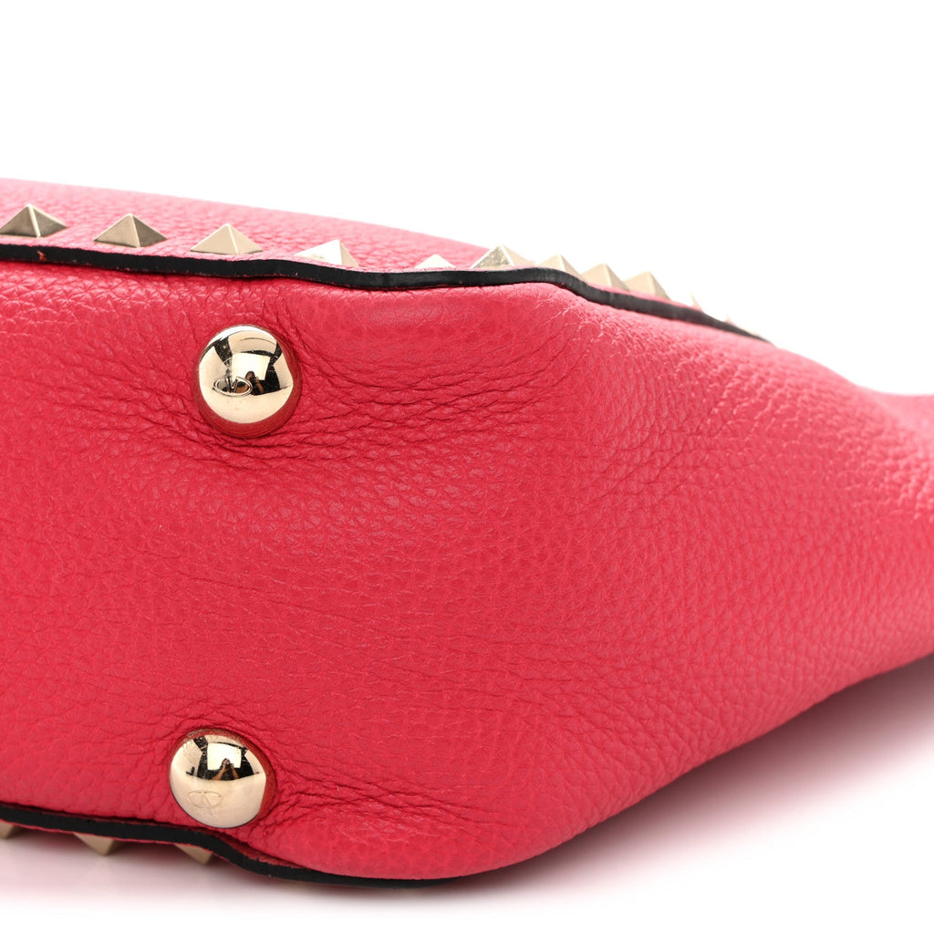 Pebbled Calfskin Mini Rockstud Tote  Cyclamin