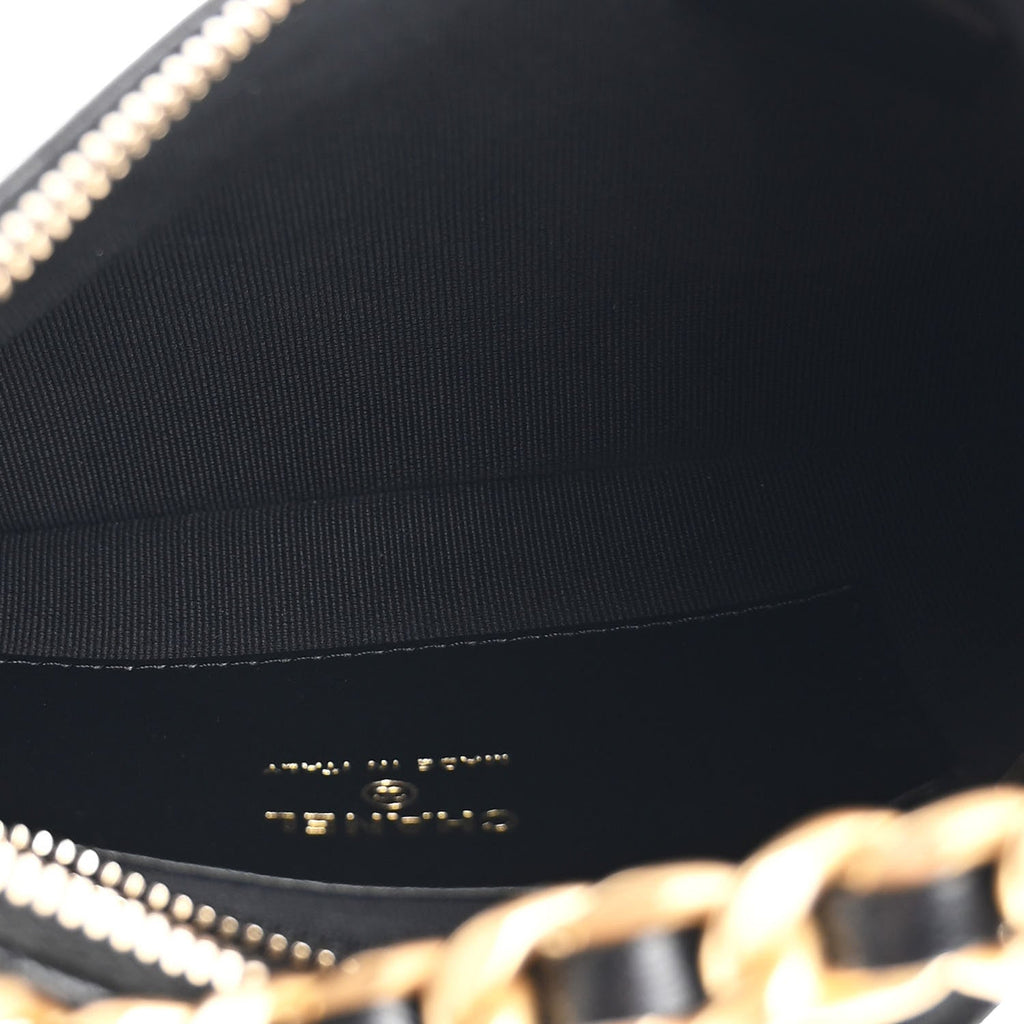 Lambskin Quilted Chain Around Top Handle Mini Bag Black