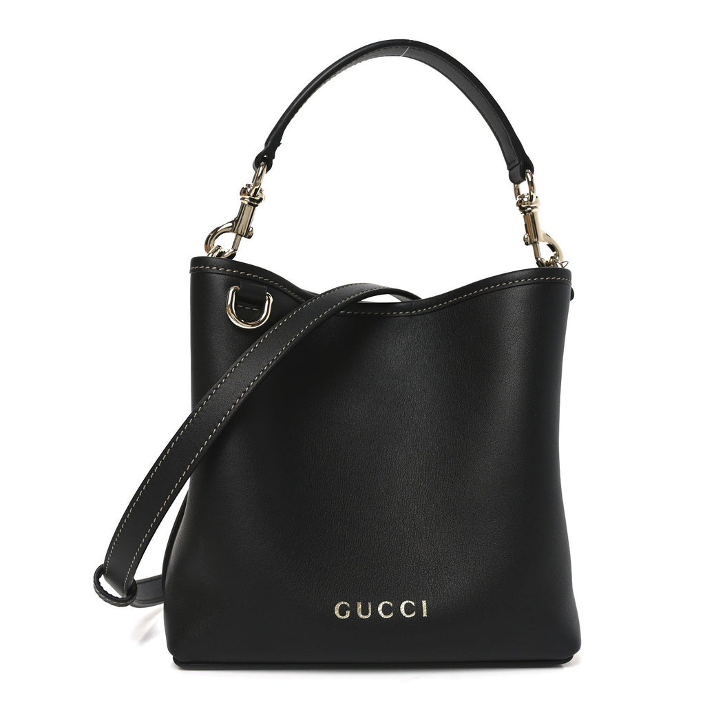 GG Calfskin Emblem Mini Bucket Bag Black
