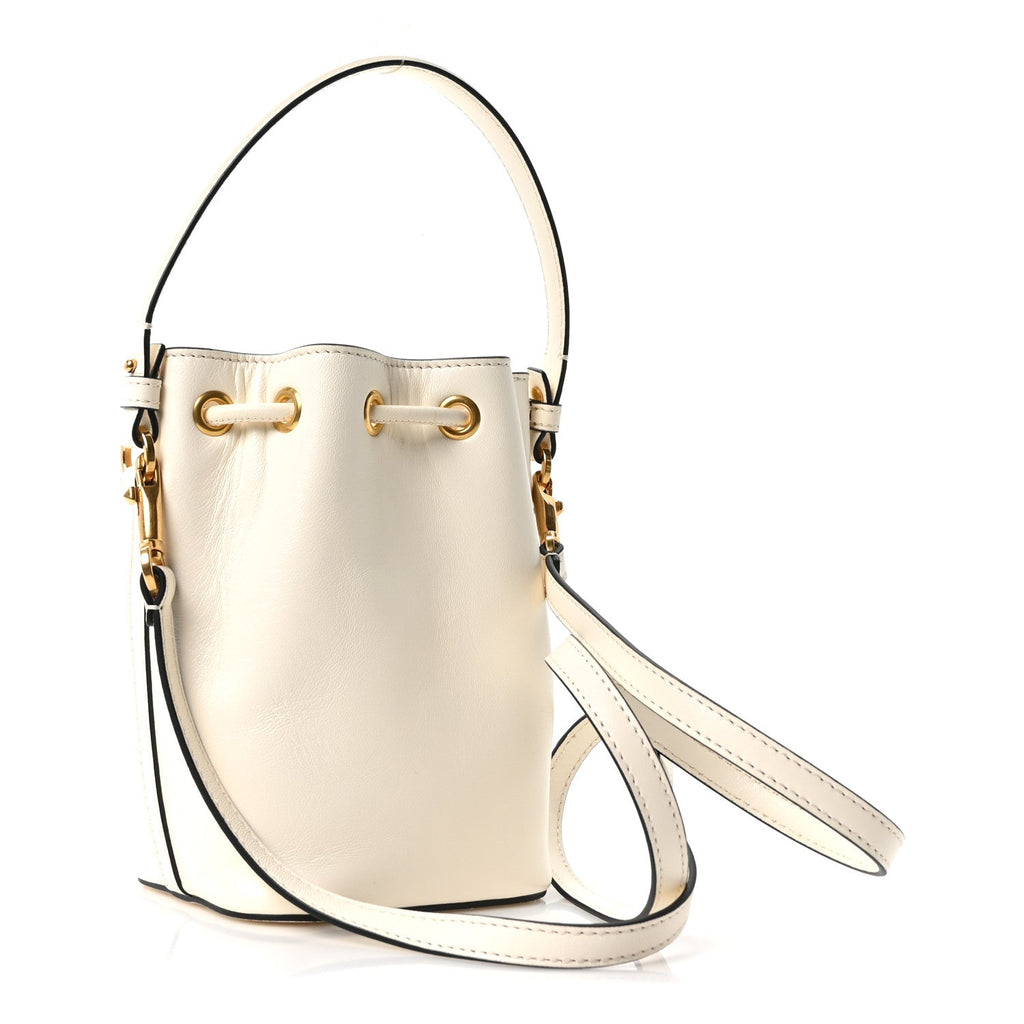 Nappa Mini VLogo Signature Bucket Bag Light Ivory
