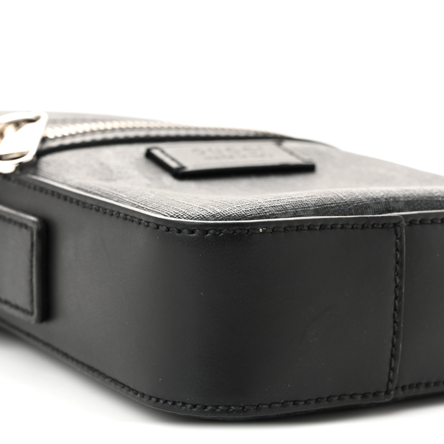 GG Supreme Monogram Appia Calfskin Web Small Camera Messenger Bag Black Grey
