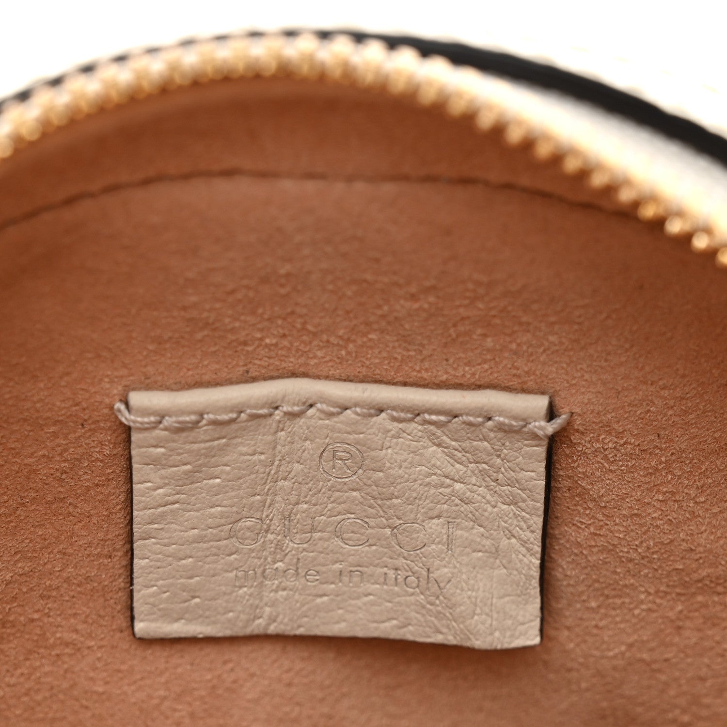 Textured Calfskin Web Mini Ophidia Round Shoulder Bag Mystic White