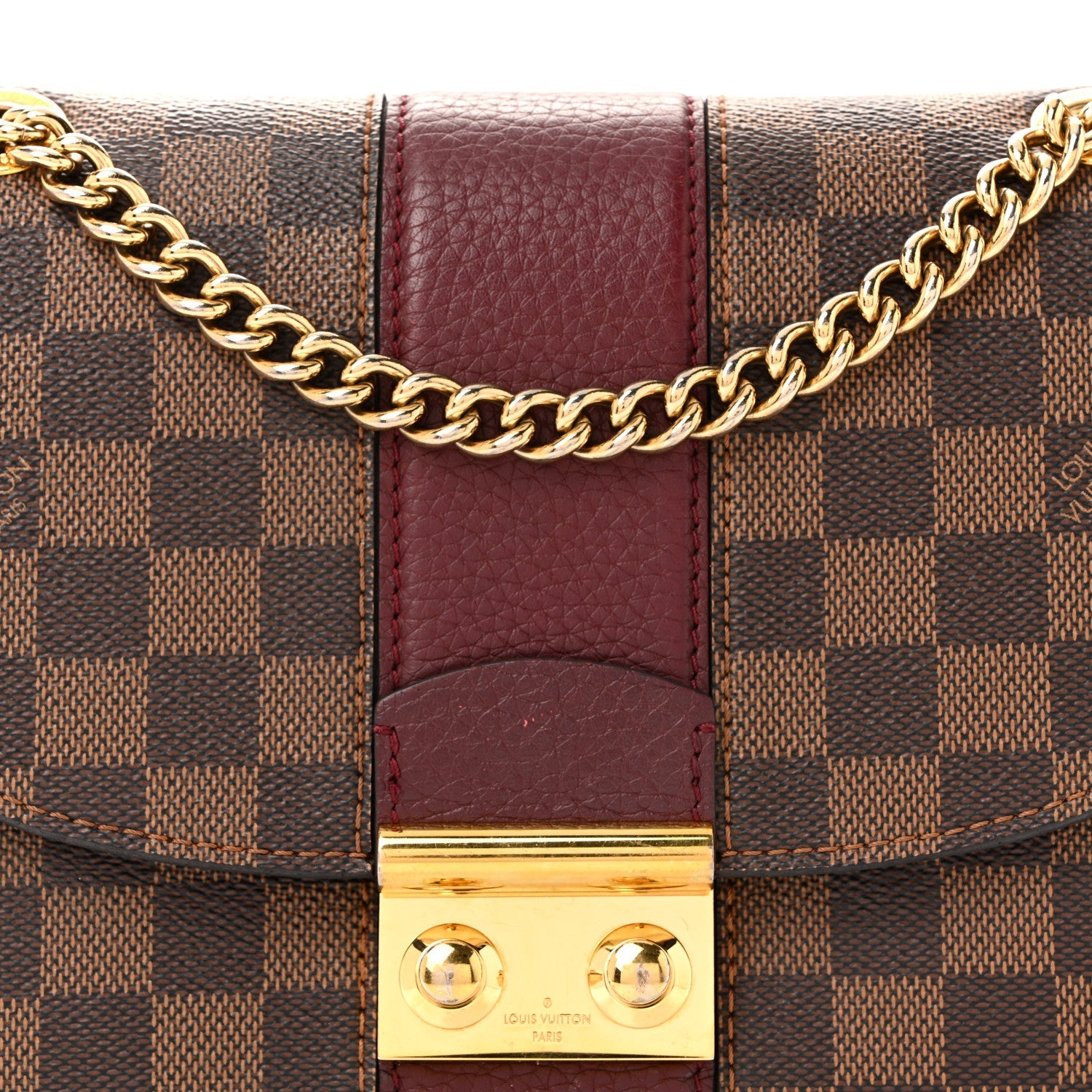 Damier Ebene Cuir Taurillon Wight Bordeaux