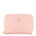 Caviar Quilted Zip Coin Purse Pink