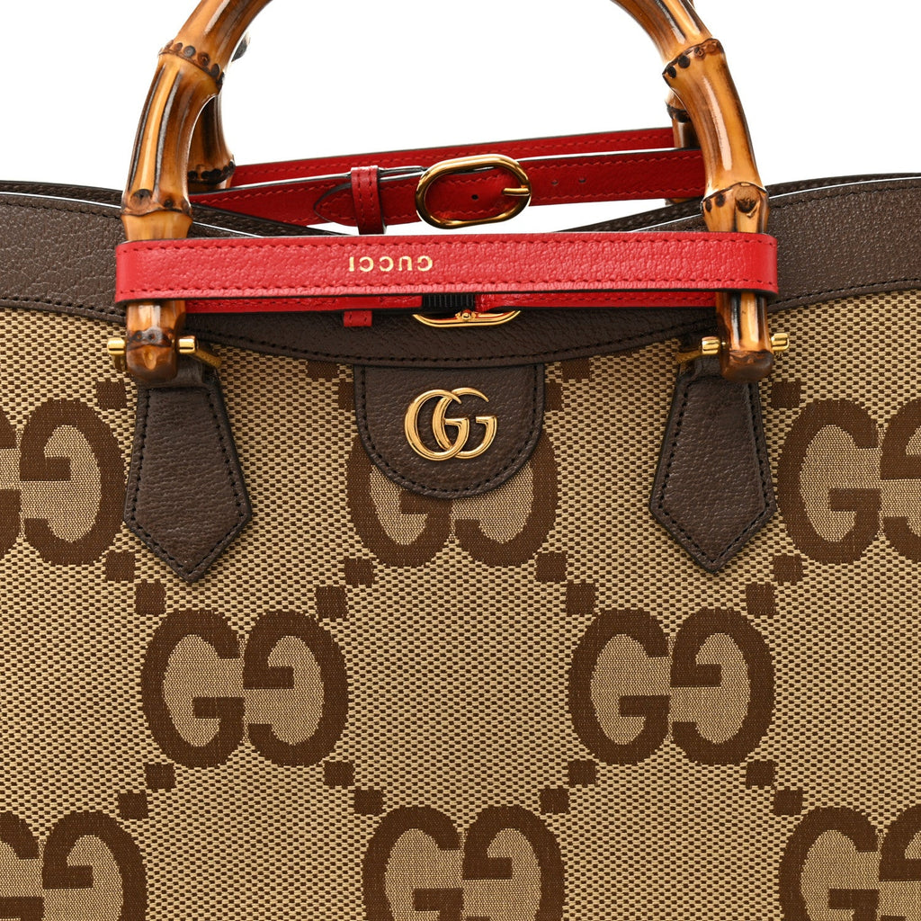 Monogram Jumbo GG Textured Dollar Calfskin  Medium Diana Tote Bag Camel Ebony New Acero Pomegranate Red