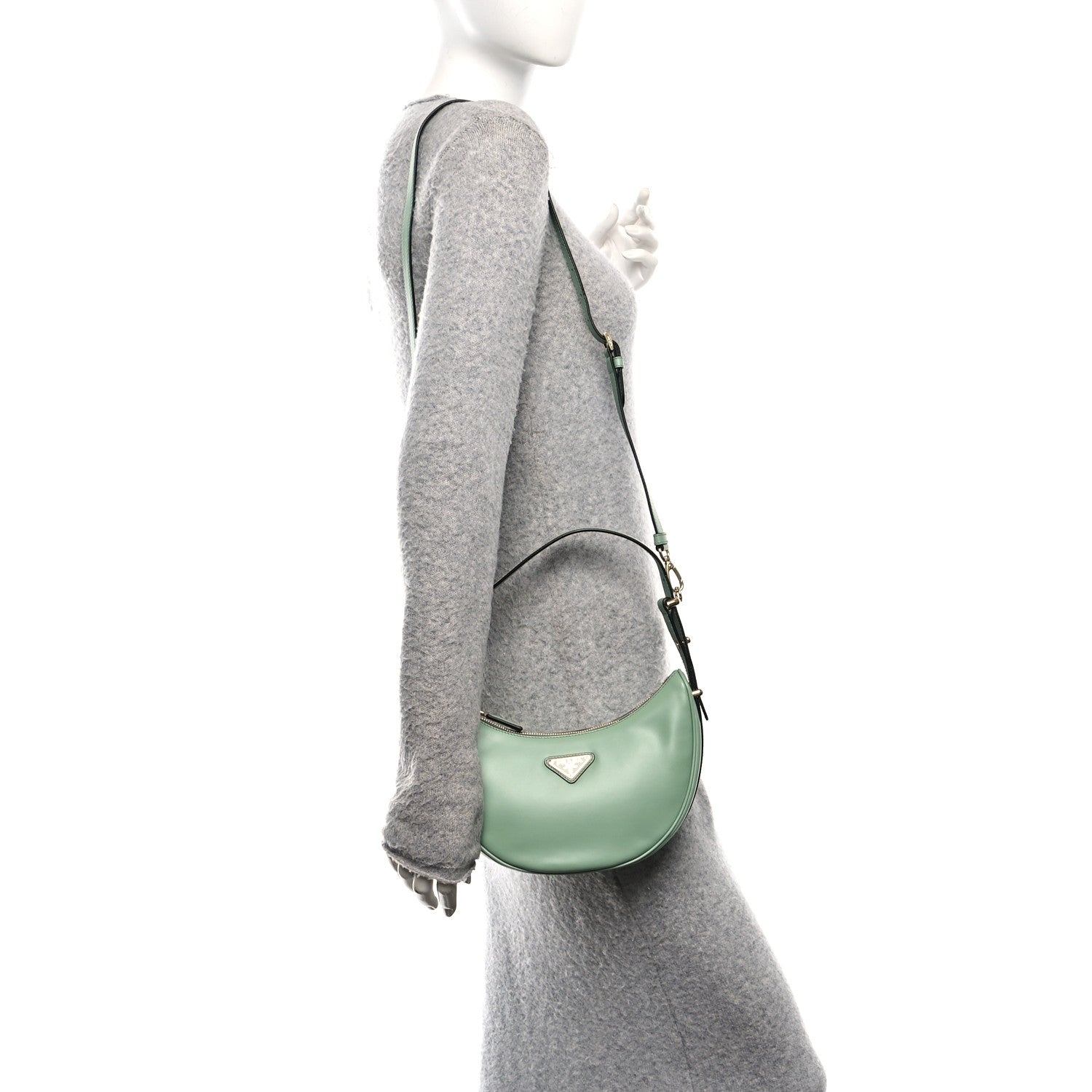Soft Calfskin Arque Shoulder Bag Green